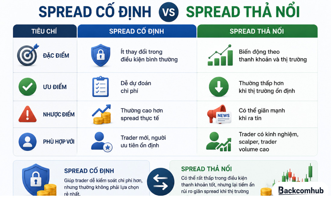 Spread cố định và spread thả nổi khác nhau thế nào?