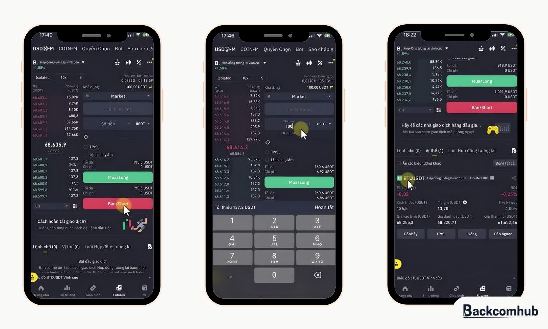 Tiếp theo, đặt lệnh binance futures và đọc thông số 