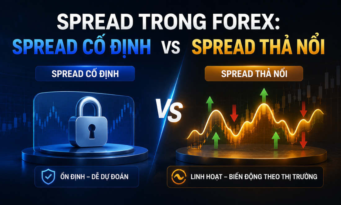 Trong forex có hai loại spread là spread thả nổi và spread cố định 