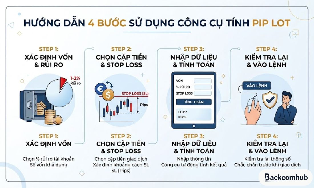 Các bước sử dụng tool tính pip và lot khi chơi forex 