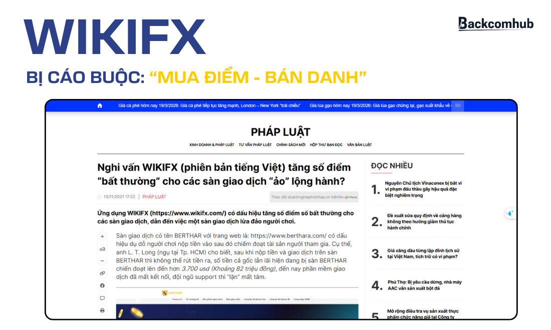 Nền tảng chấm điểm sàn giao dịch này bị cáo buộc thu tiền để nâng điểm xếp hạng cho một số sàn thiếu uy tín
