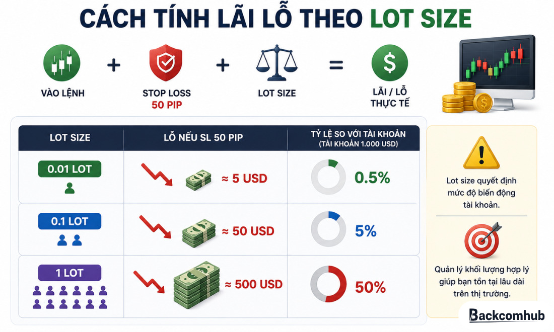 Cách tính lãi lỗ theo lot size