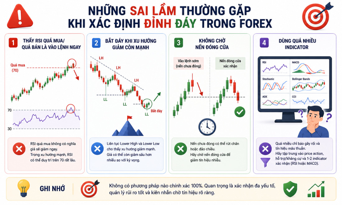 Những sai lầm thường gặp khi xác định đỉnh đáy trong Forex