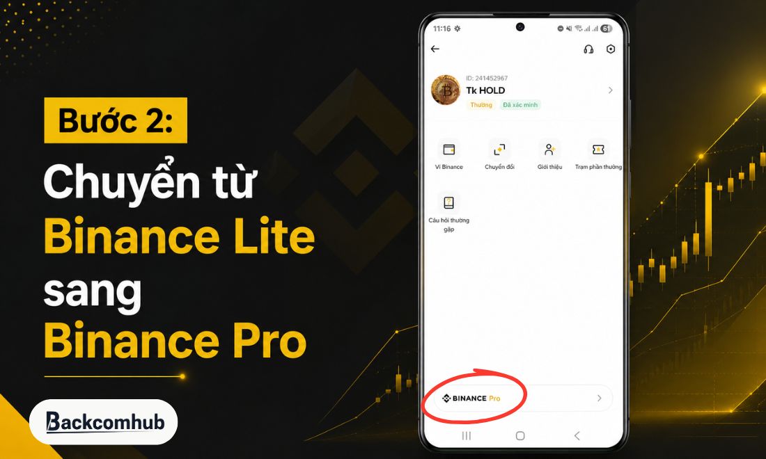 Chuyển giao diện Binance Lite sang binance pro 