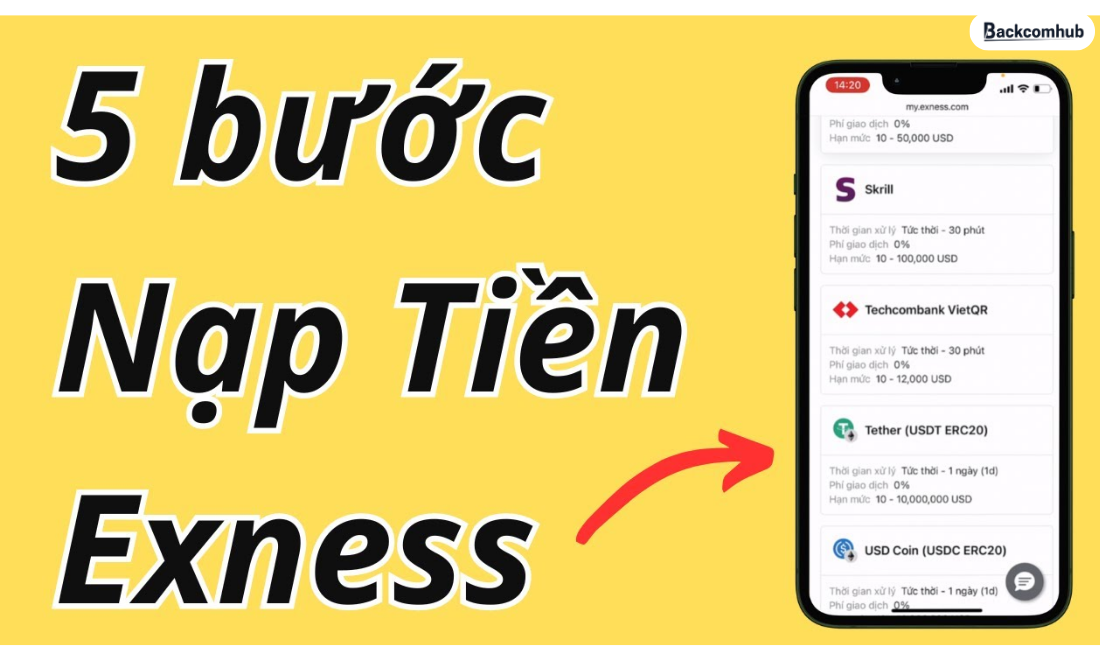 Các bước nạp tiền Exness qua Techcombank