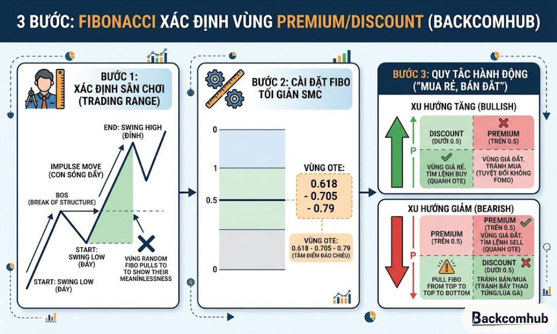 Các bước xác định vùng giá Premium và vùng giá Discount