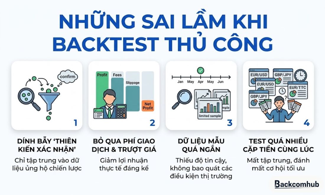 Những sai lầm mà người mới thường dính phải khi thực hiện việc kiểm tra lại chiến lược giao dịch bằng cách thủ công 