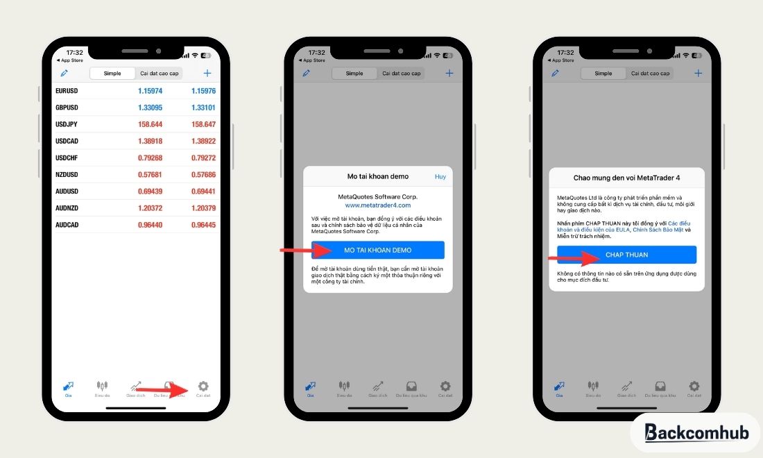 Các bước truy cập vào tài khoản MT4 trên điện thoại IOS 