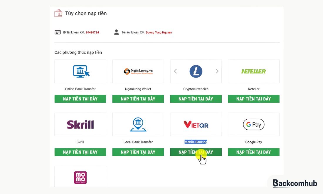 Lựa chọn cổng Mobile Bankin