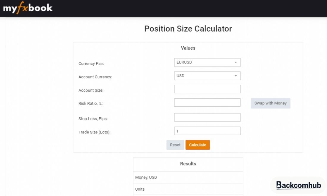Myfxbook Forex Calculators là công cụ xác định lời lỗ miễn phí trong giao dịch ngoại hối