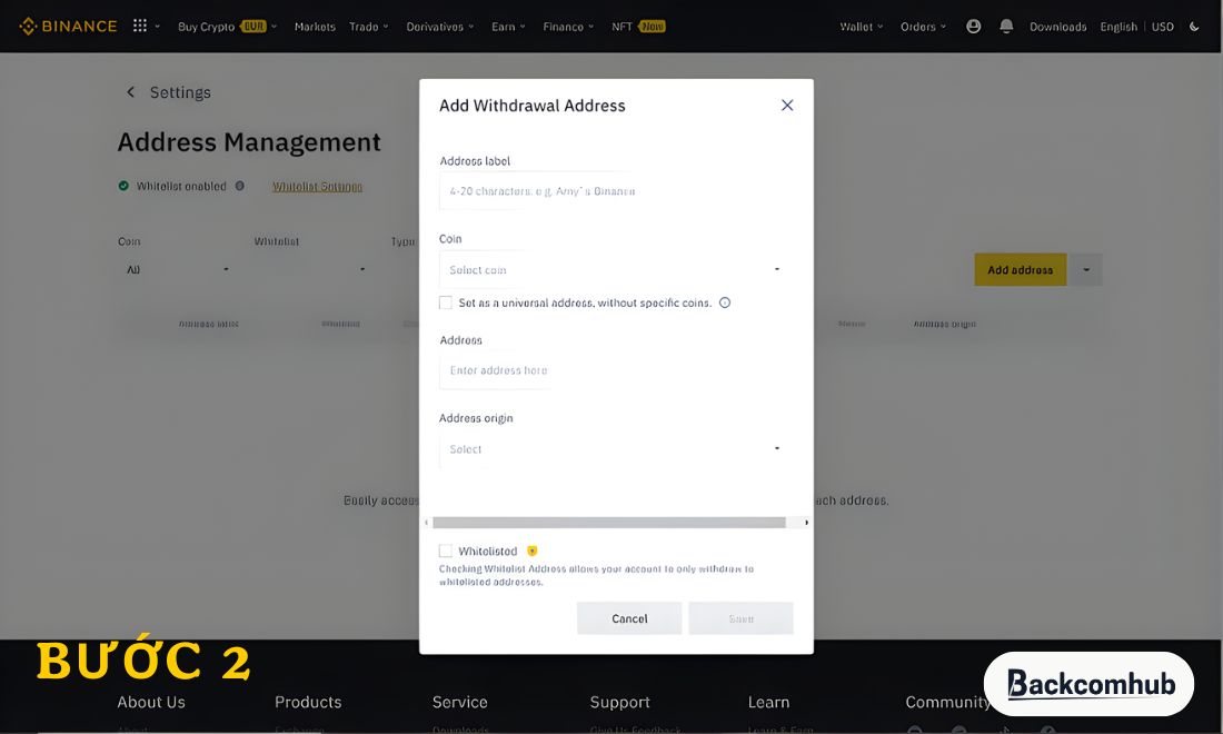 hiết lập danh sách cho phép (Whitelist) trên Binance