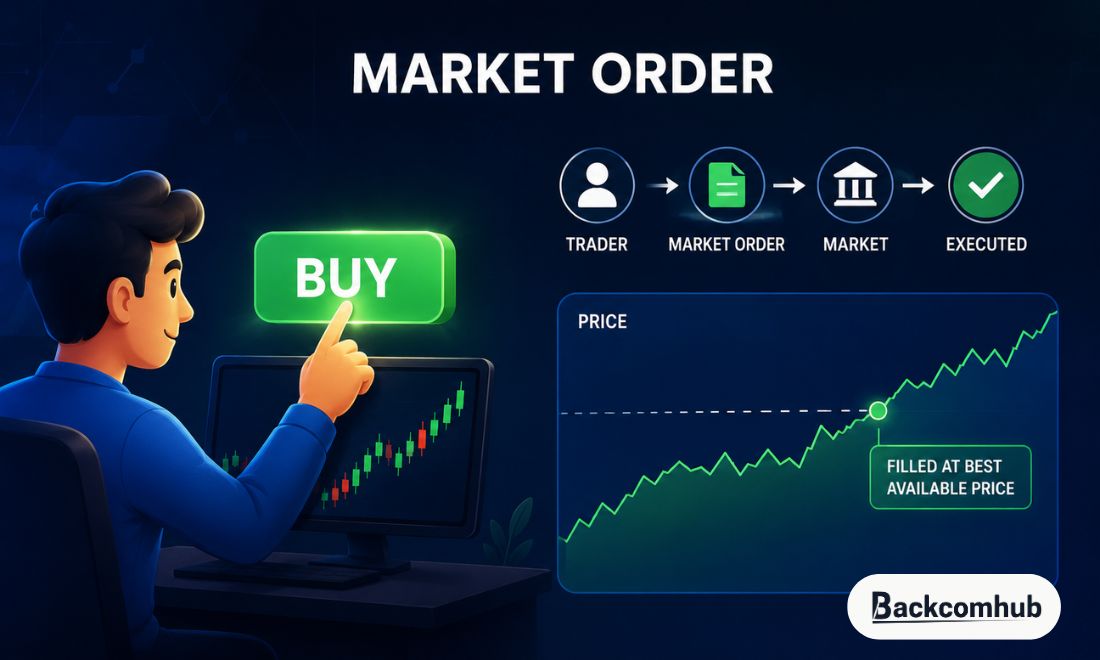 Market order là lệnh mua hoặc lệnh bán ngay lập tức ở thời điểm hiện tại theo mức giá tốt nhất
