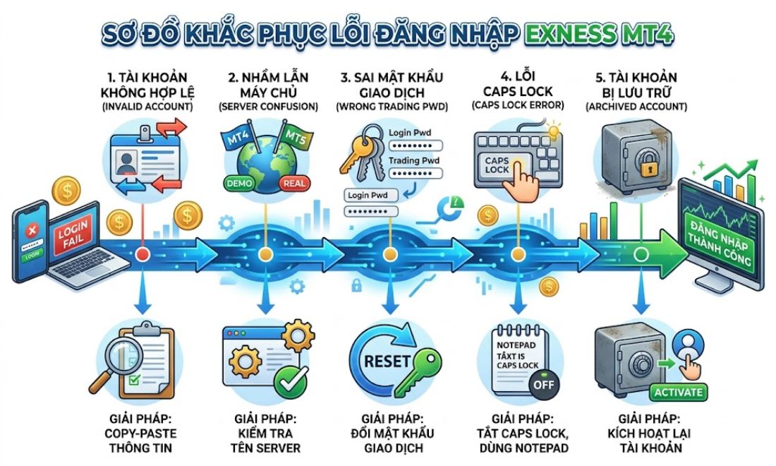 Các lỗi gây ra tình trạng không đăng nhập được mt4 và giải pháp kèm theo 
