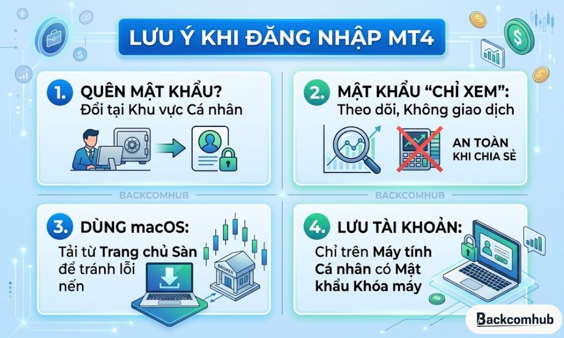 Những điều mà nhà đầu tư cần phải lưu ý khi truy cập vào nền tảng MetaTrader 4 trên máy tính 