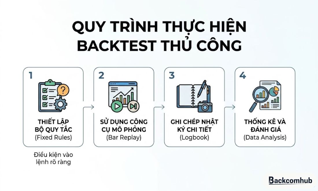 Các bước thực hiện backtest chiến lược giao dịch bằng phương pháp thủ công 