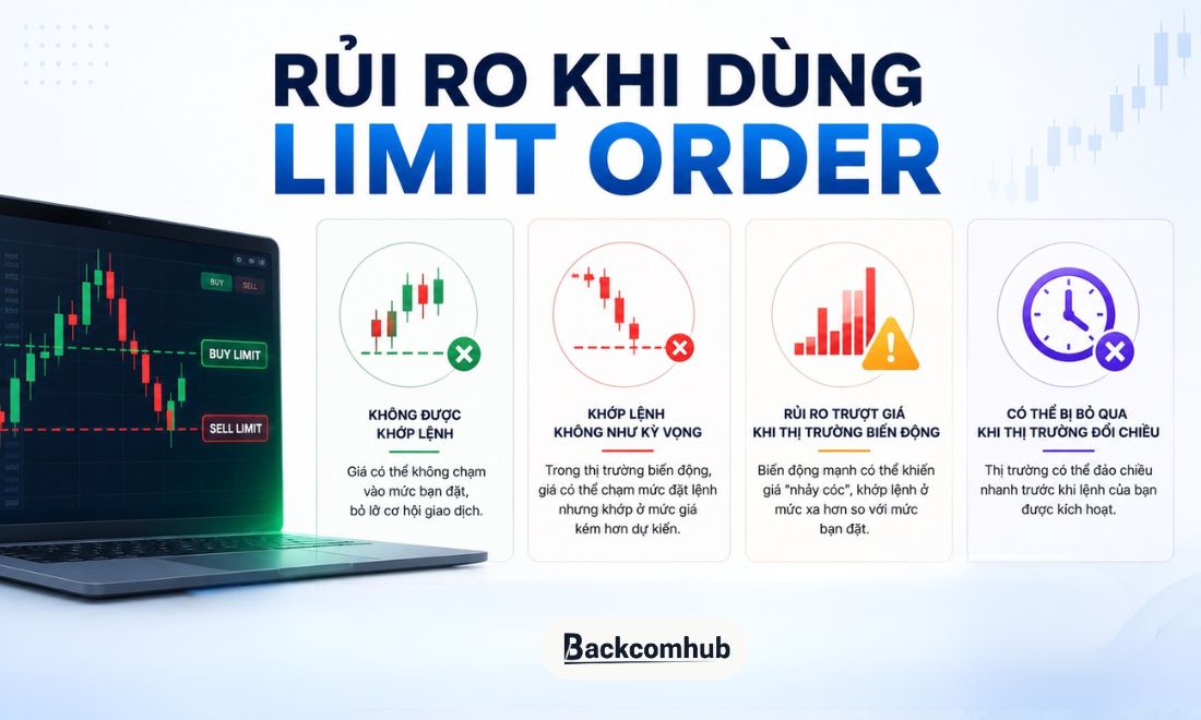 Những rủi ro mà trader có thể gặp phải khi sử dụng lệnh limit order 