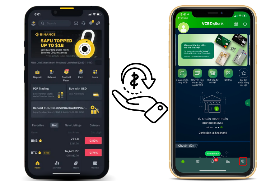 Rút tiền từ Binance về ngân hàng Vietcombank nhanh và an toàn
