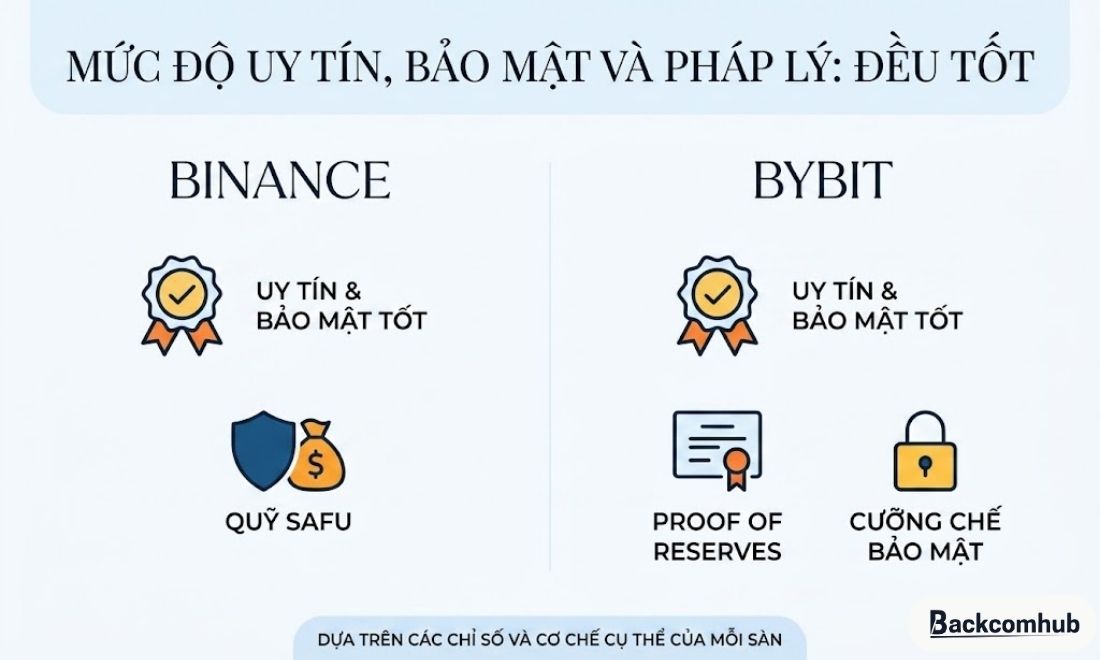 Cả Binance và Bybit đều được các coin thủ toàn cầu đánh giá cao về mức độ uy tín, tính bảo mật và pháp lý 
