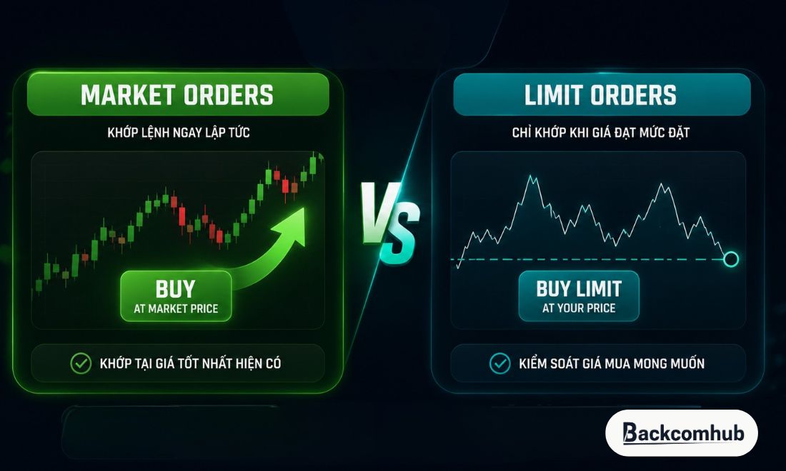 Sự khác biệt của market order với limit order