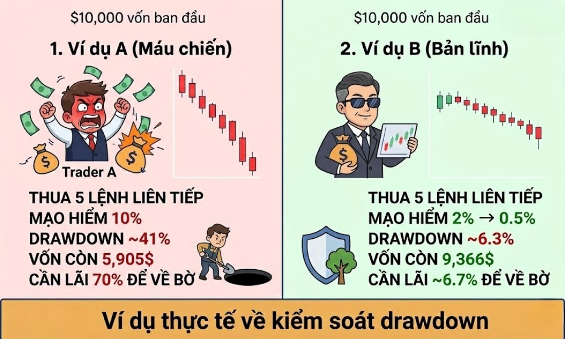 Hai ví dụ thực tế, trái ngược về cách kiểm soát mức sụt giảm vốn 