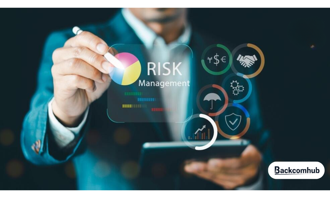 Person holding risk management graphics