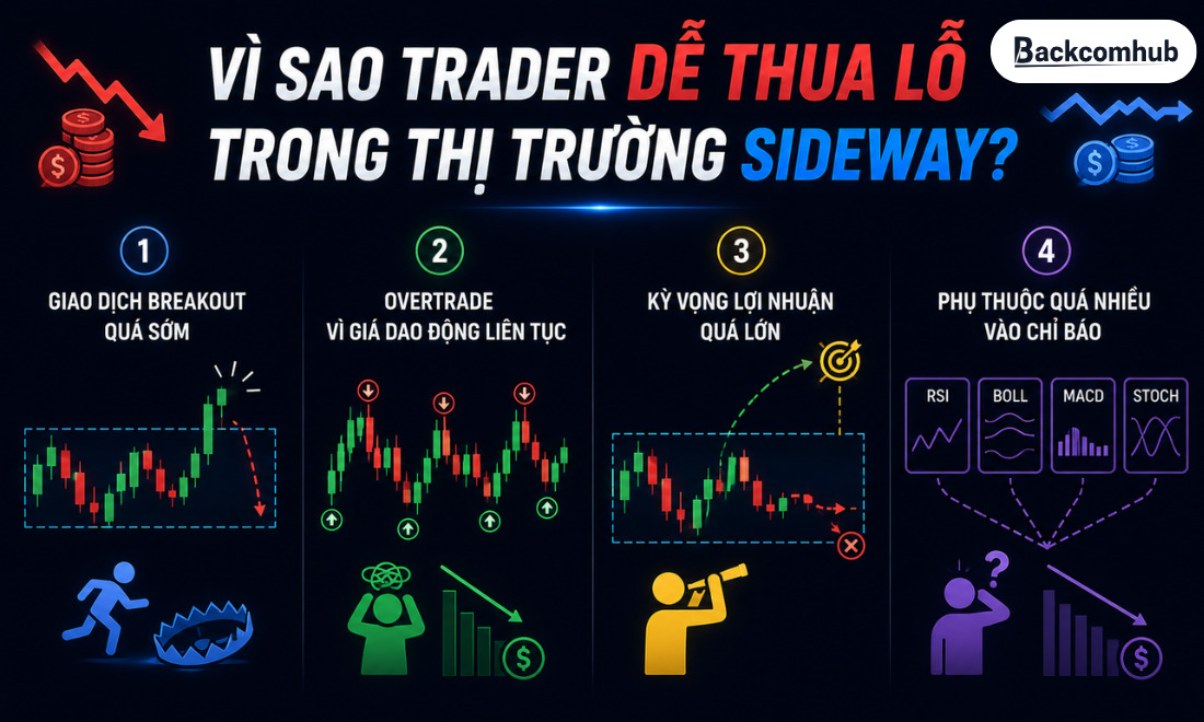 Vì sao trader dễ thua lỗ trong thị trường sideway?