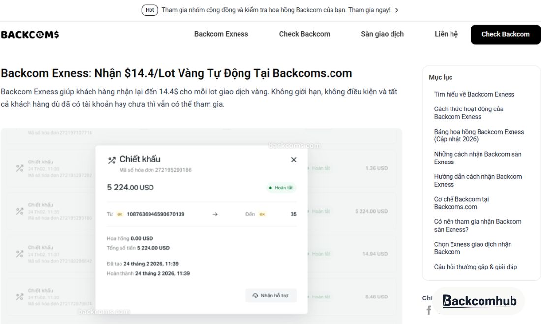 Backcom.com là nơi nhận hoàn phí giao dịch uy tín