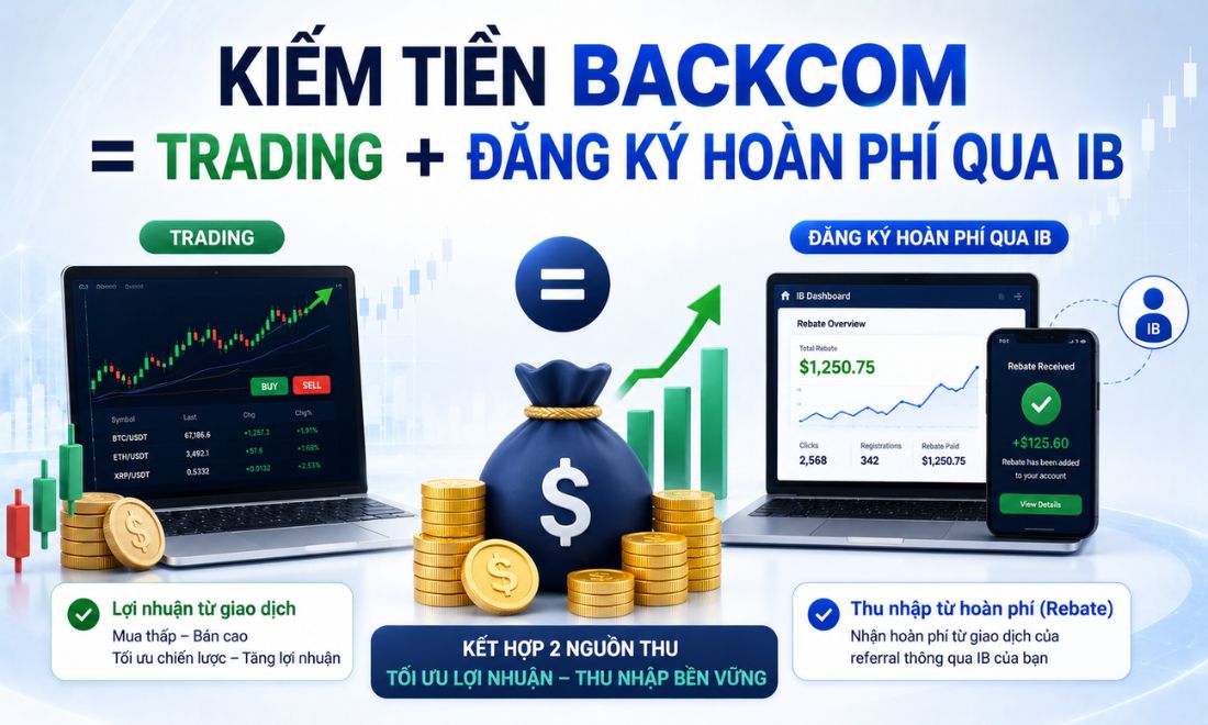 Để kiếm tiền từ rebate hay backcom, nhà đầu tư có thể là một trader và đăng ký hoàn phí giao dịch thông qua IB 
