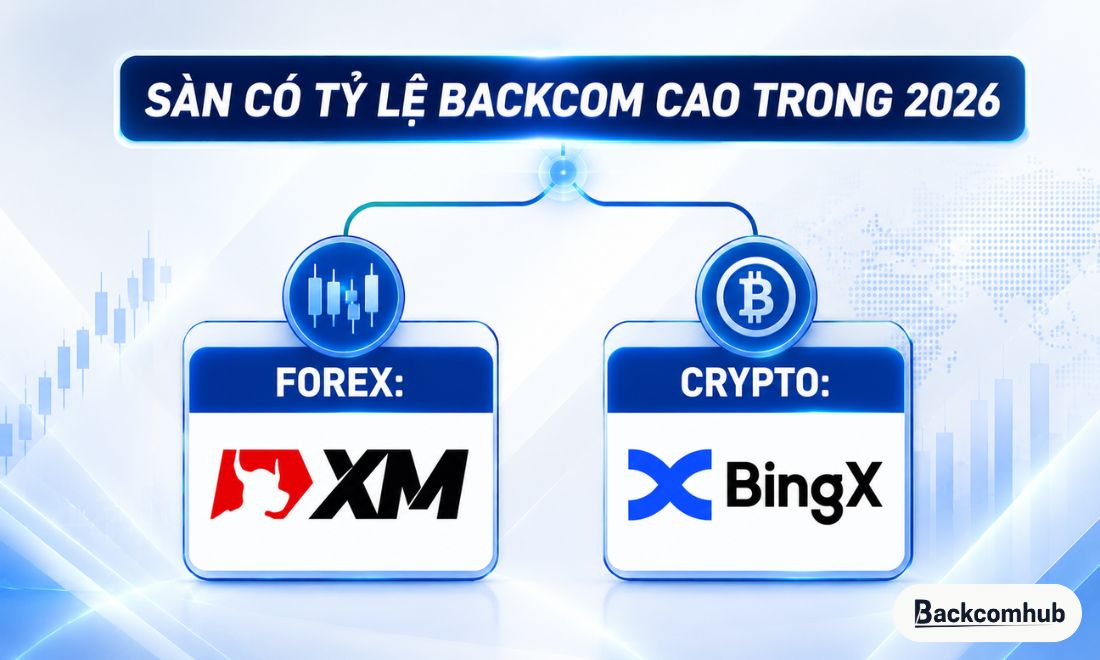XM và BingX lần lượt là hai sàn giao dịch forex và crypto có tỷ lệ hoàn phí giao dịch cao nhất hiện nay 