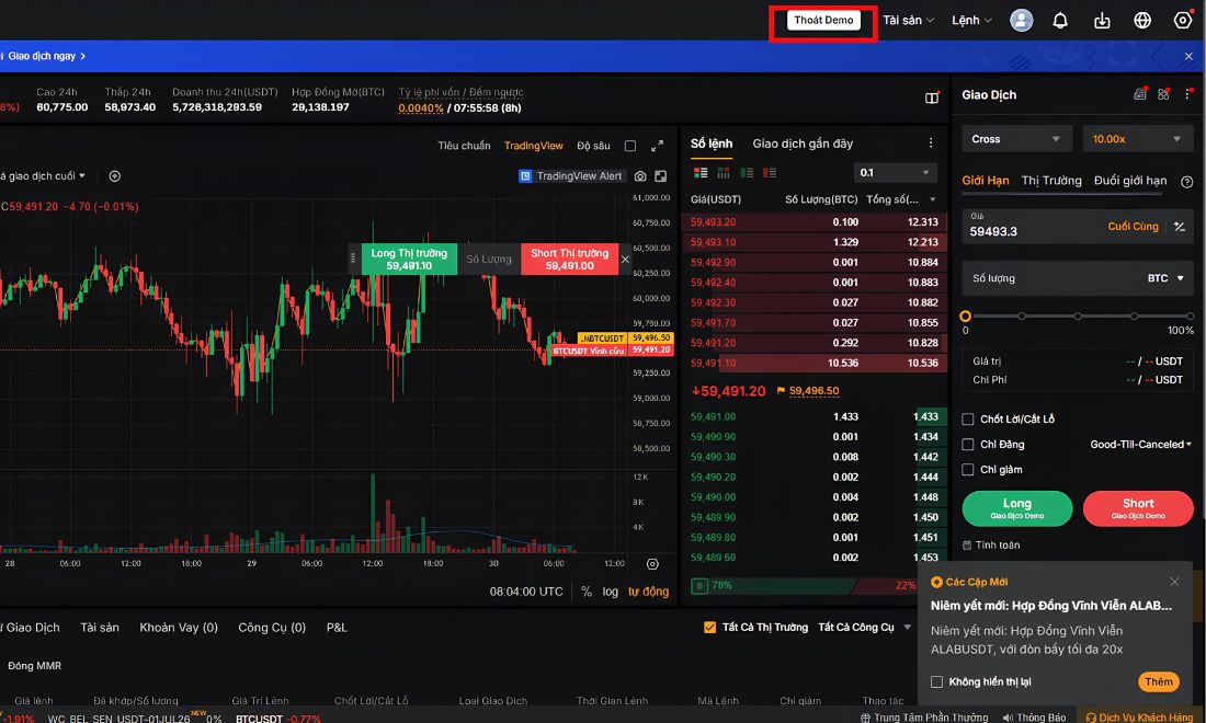Cách thoát khỏi tài khoản demo để trở về tài khoản thực trên sàn Bybit 
