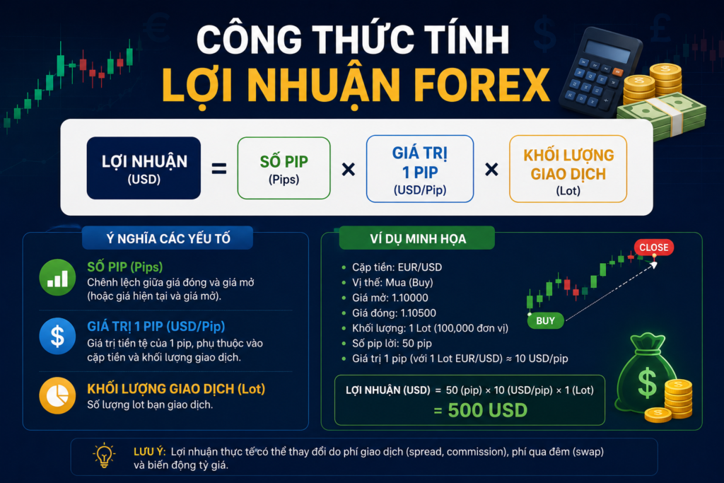 Công thức tính lợi nhuận Forex: Cách tính lời lỗ chính xác cho mọi trader năm 2026 Công thức tính lợi nhuận Forex: Cách tính lời lỗ chính xác cho mọi trader năm 2026