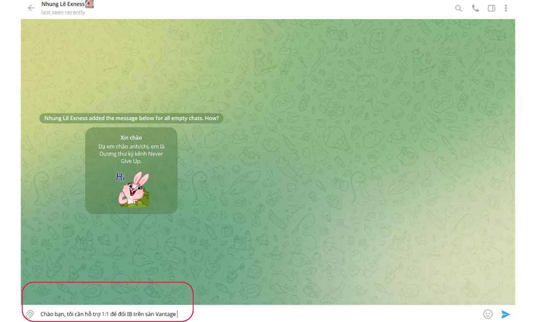 Ngoài hotline/zalo, trader cũng có thể kết nối Backcomhub qua Telegram để được hỗ trợ đổi IB trên Vantage 