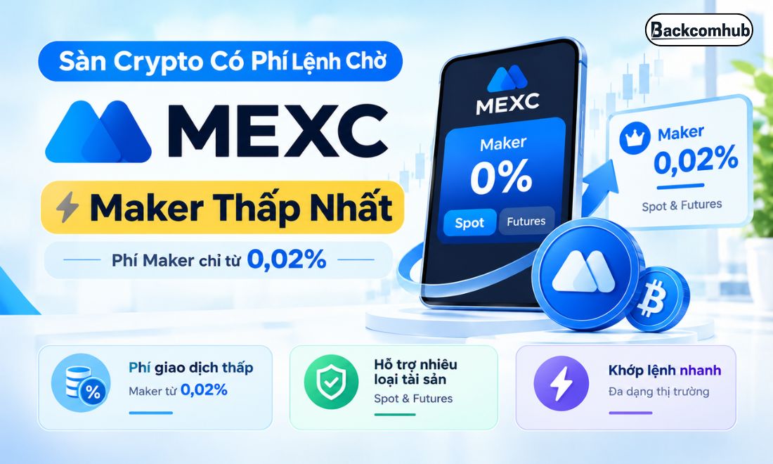 Trong số các sàn crypto lớn hiện nay thì Mexc là sàn có phí lệnh chờ Maker thấp nhất