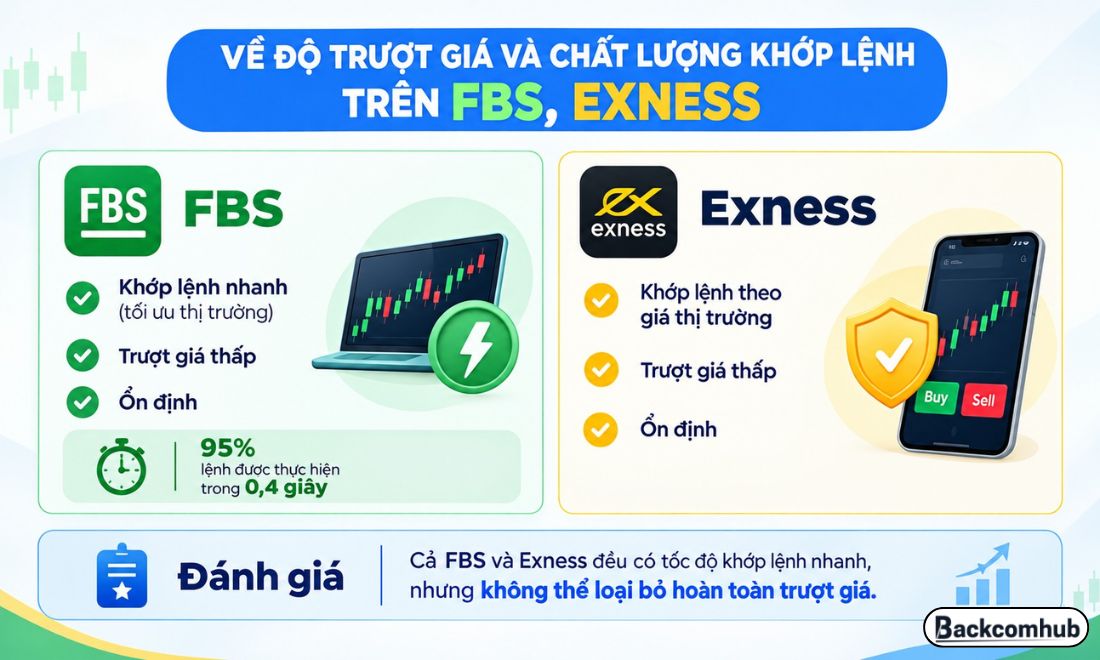 So sánh FBS vs Exness về tốc độ trượt giá và mức độ khớp lệnh 