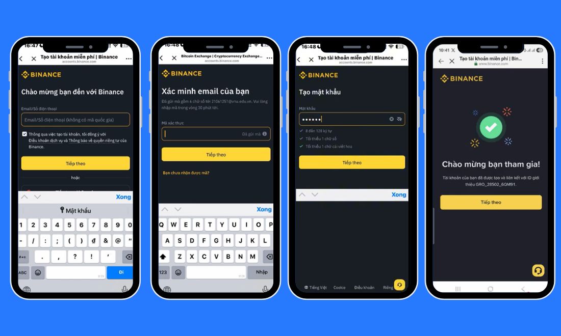 Các bước tạo tài khoản Binance mới 