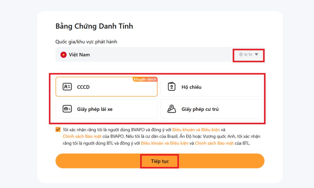 Tiến hành xác minh danh tính hay KYC cho tài khoản Binance vừa tạo 