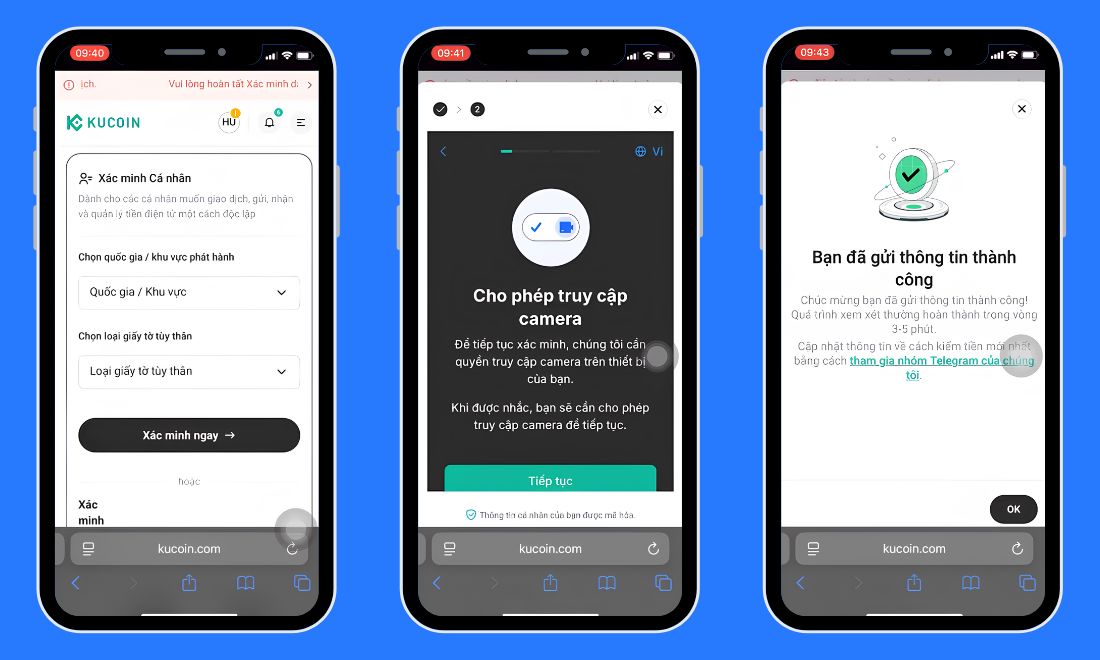 Các bước KYC (Xác minh danh tính) cho tài khoản Kucoin mới 