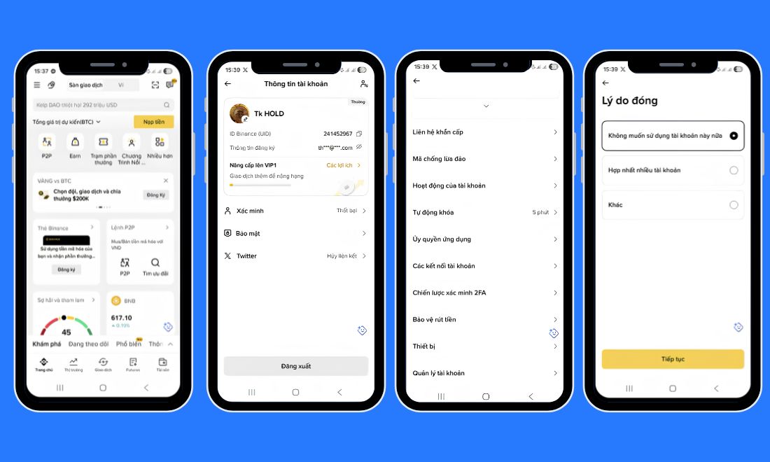 Cách xóa tài khoản Binance hiện tại để chuẩn bị tạo tài khoản mới và chuyển ref Binance 