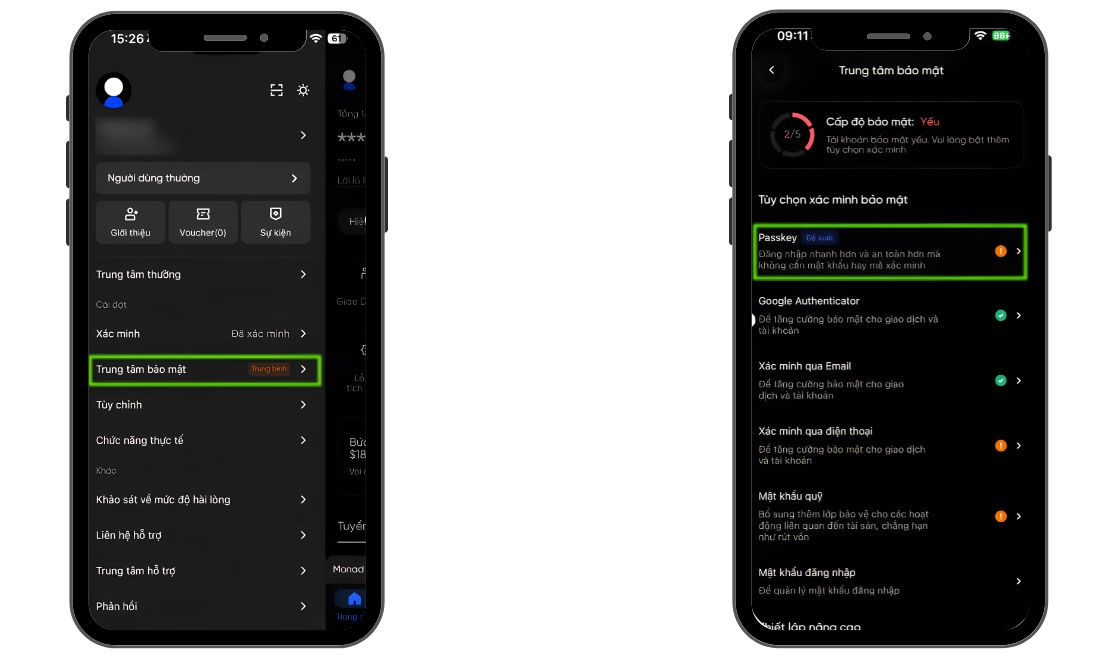 Đầu tiên cần đăng nhập vào tài khoản Bybit và tiến hành bật passkey 