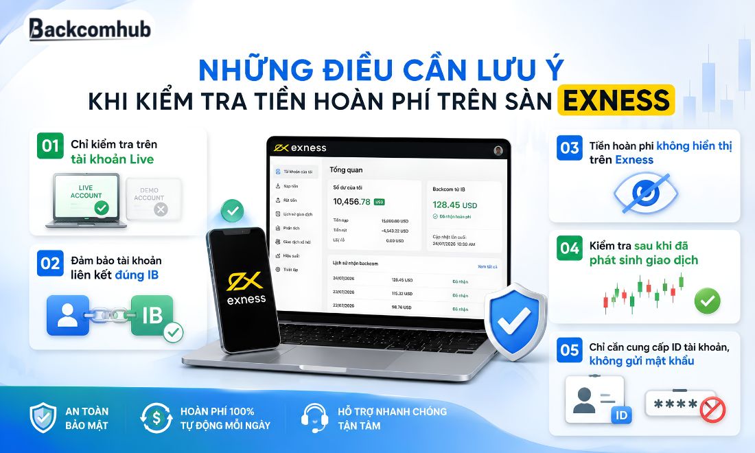 Những điều cần lưu ý khi kiểm tra backcom trên tài khoản Exness đã về hay chưa 