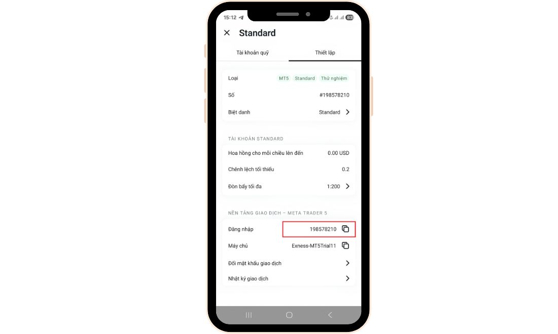 Xem vào sao chép mã ID Exness 