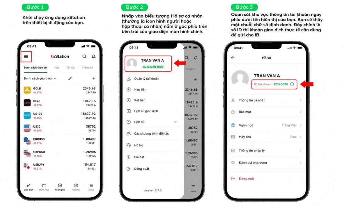 Tra cứu mã ID sàn XTB trực tiếp qua ứng dụng di động xStation App