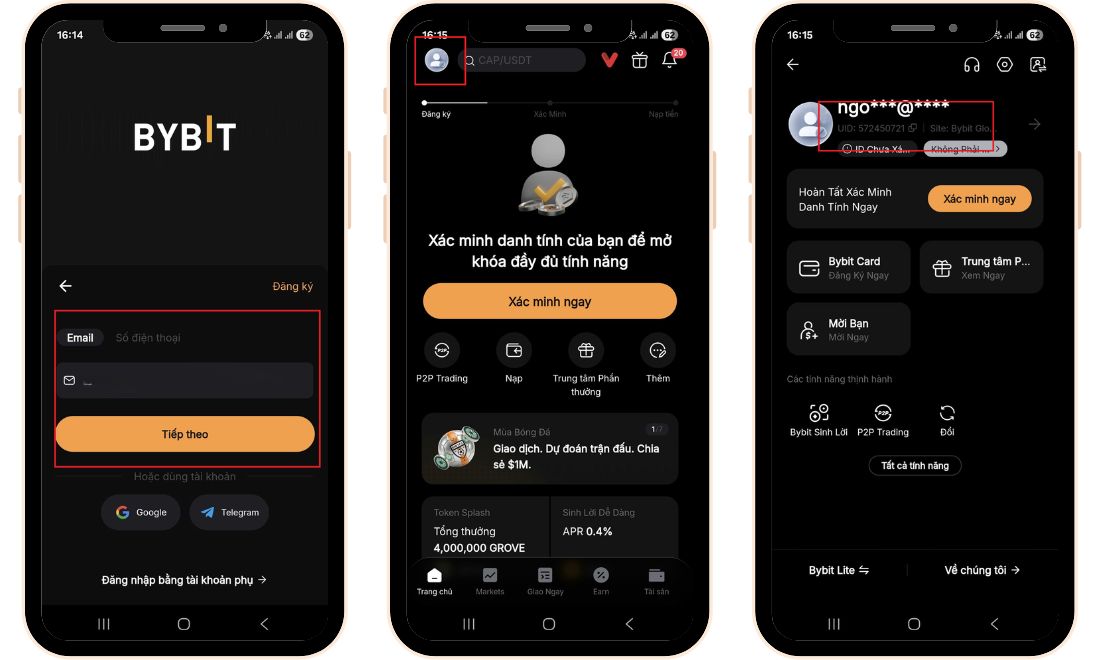 Cách lấy UID Bybit bằng điện thoại (app)