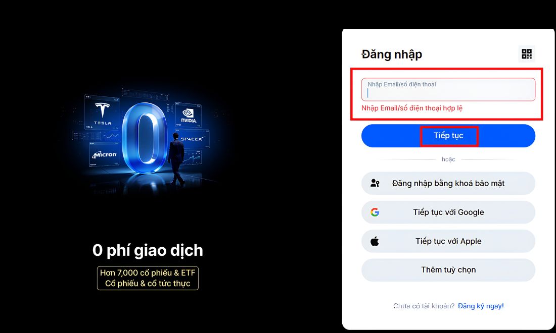 Để lấy UID Mexc qua website, trước tiên cần điền email/số điện thoại để đăng nhập tài khoản 