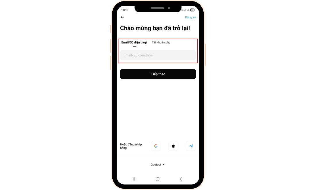 Trước tiên cần đăng nhập tài khoản Bitget trên app 