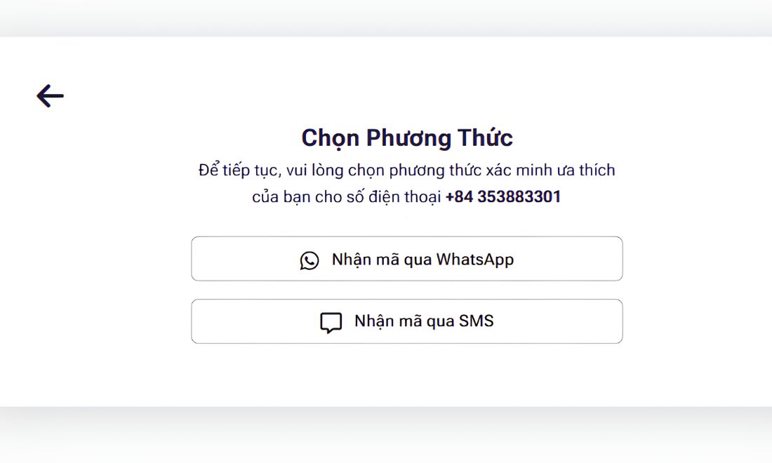 Chọn phương thức xác minh 