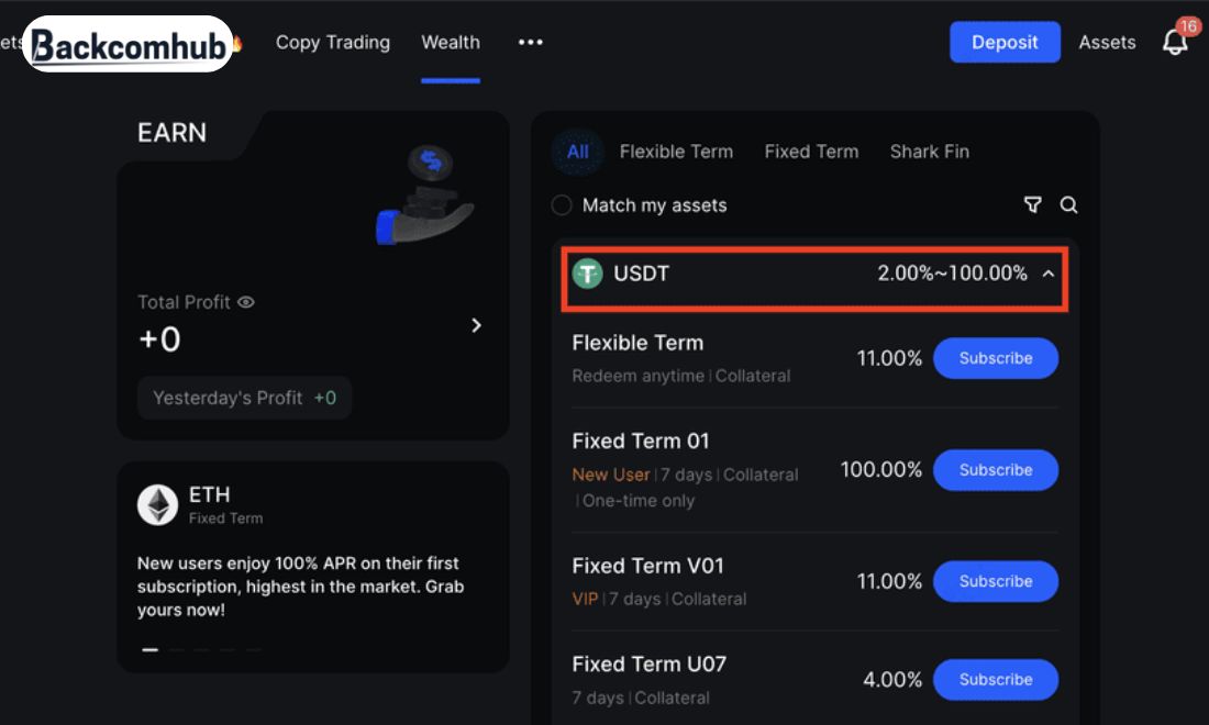 Các nhà giao dịch có thể sử dụng tính năng Earn trên BingX để "ăn" tiền lãi suất hệt như gửi tiền cho ngân hàng  
