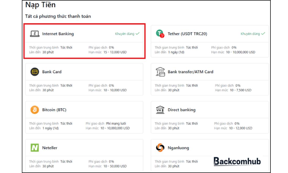 Exness mang tới nhiều hình thức nạp rút với tốc độ nhanh 