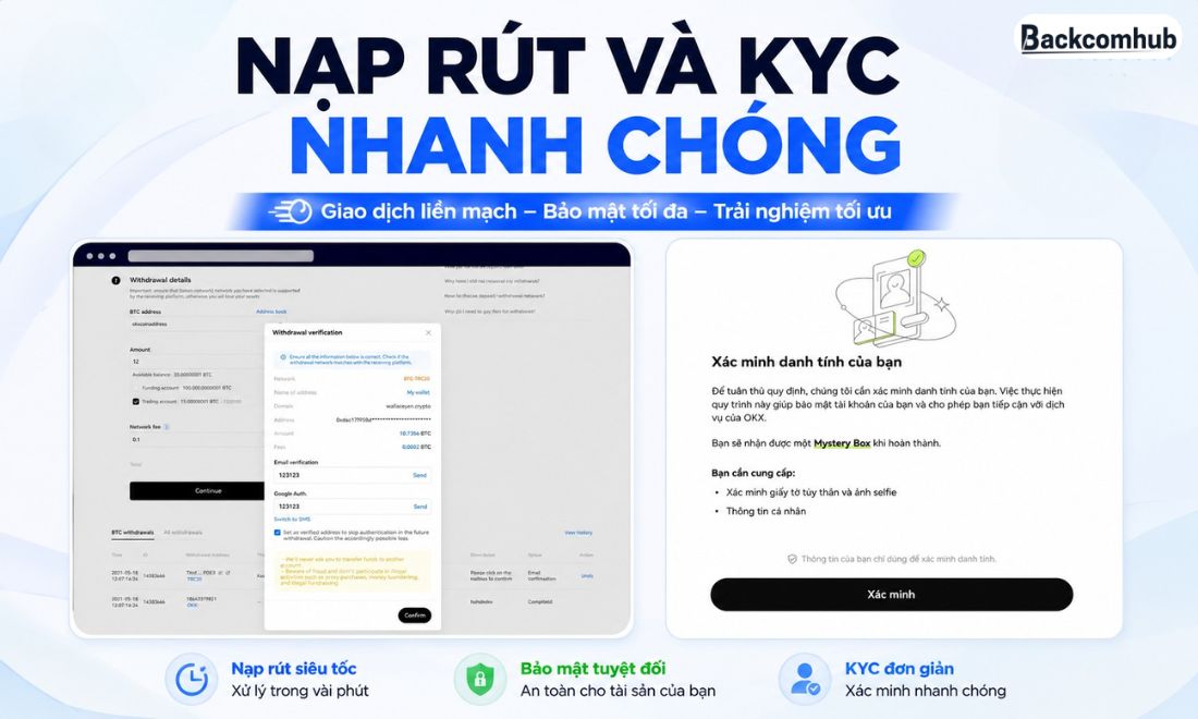 Nạp rút tiền hay xác minh danh tính tài khoản trên KYC đều diễn ra nhanh chóng 