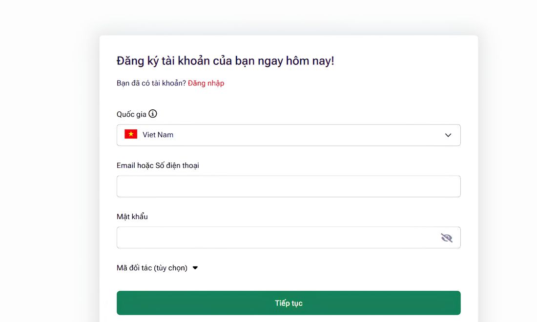 Điền các thông tin mà hệ thống yêu cầu 